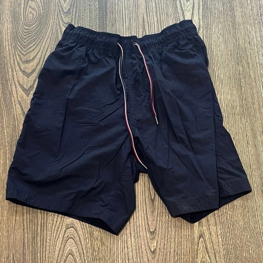 Tommy Hilfiger Mens Activewear Shorts Elastic Waist 100% Nylon Navy Blue Size S